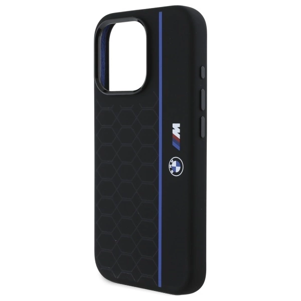 BMW Silicone Hexagon Blue Line MagSafe dėklas iPhone 16 Pro – juodas - Image 6