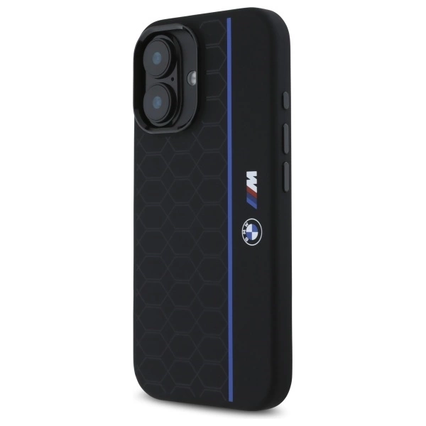 BMW Silicone Hexagon Blue Line MagSafe dėklas iPhone 16 – juodas - Image 2
