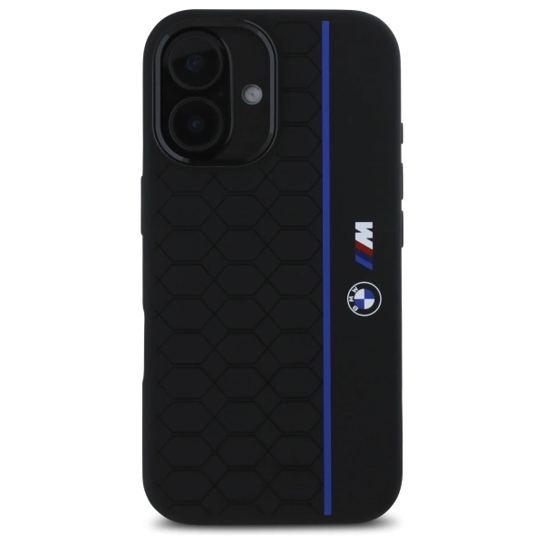 BMW Silicone Hexagon Blue Line MagSafe dėklas iPhone 16 – juodas - Image 3