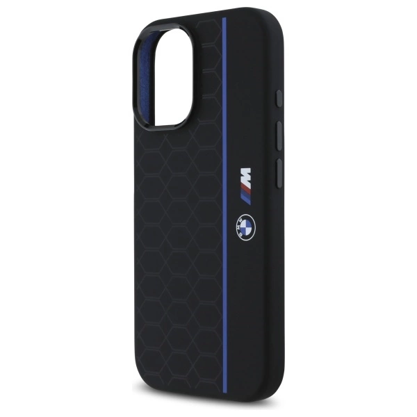 BMW Silicone Hexagon Blue Line MagSafe dėklas iPhone 16 – juodas - Image 6