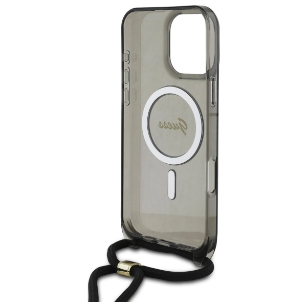 Guess Crossbody Cord Script MagSafe dėklas iPhone 16 Pro – juodas - Image 6