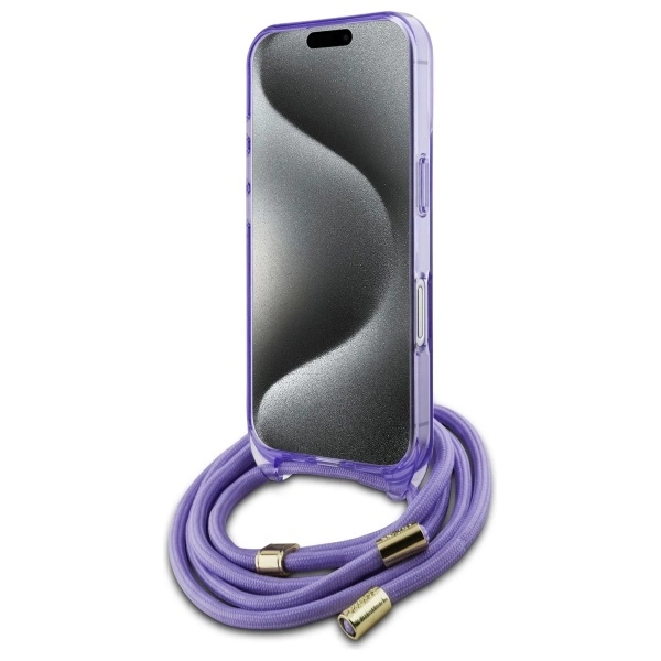 Guess Crossbody Cord Script MagSafe dėklas iPhone 16 – violetinis - Image 4