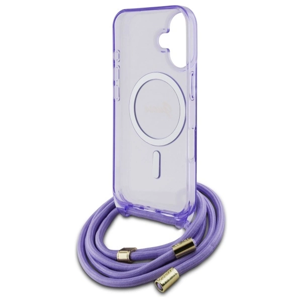 Guess Crossbody Cord Script MagSafe dėklas iPhone 16 – violetinis - Image 6