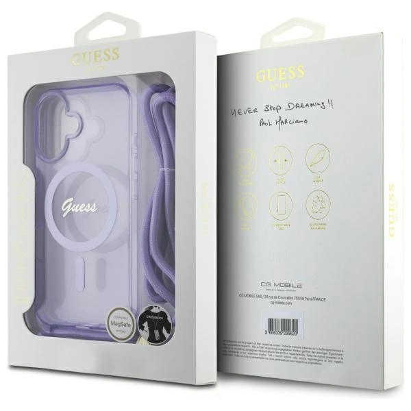 Guess Crossbody Cord Script MagSafe dėklas iPhone 16 – violetinis - Image 7
