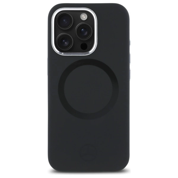 Mercedes silikoninis toninis logotipas MagSafe dėklas iPhone 16 Pro – juodas - Image 3