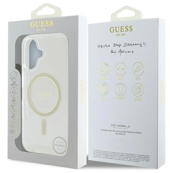 Guess GUHMP16MHFGERET iPhone 16 Plus 6.7” kietas dėklas – permatomas IML Glitter Circle MagSafe - Image 8