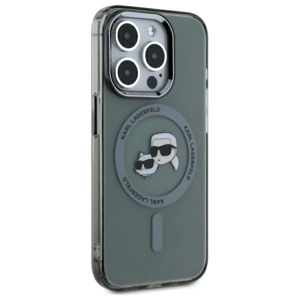 Karl Lagerfeld KLHMP15XHLSKCK iPhone 15 Pro Max 6.7” kietas dėklas – juodas/juodas IML Metal Karl & Choupette Head MagSafe - Image 4