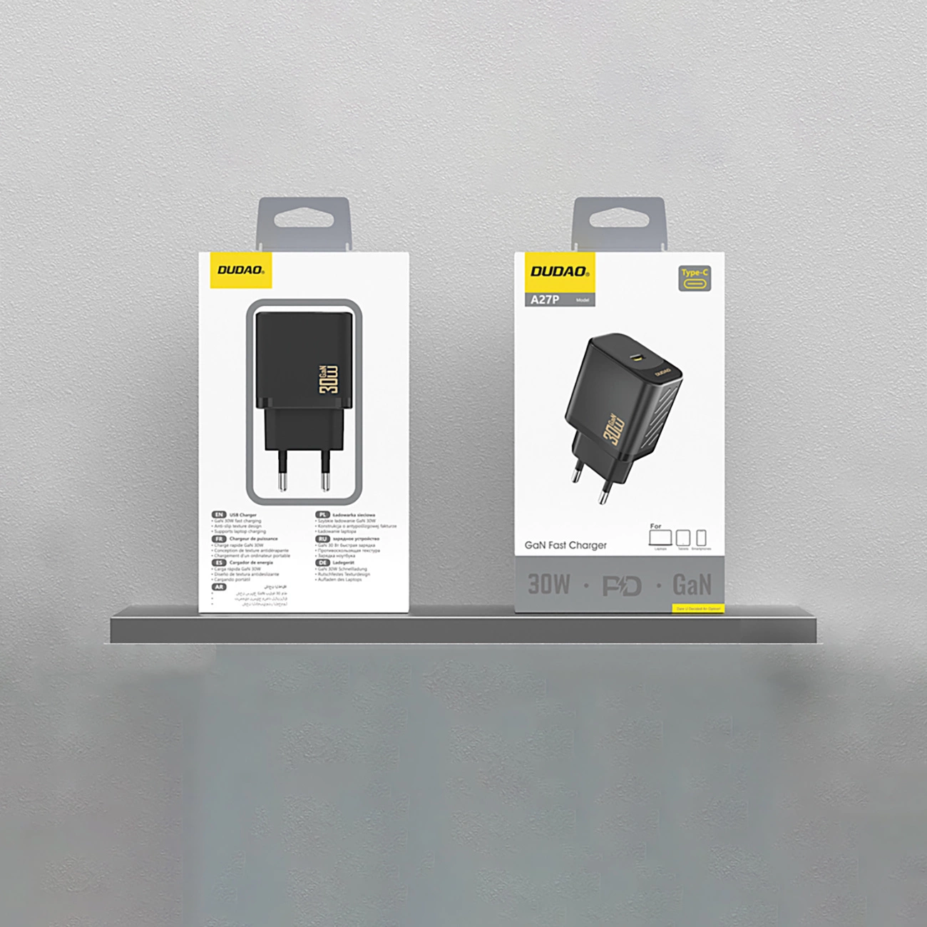 Dudao A27P 30W PD GaN USB-C sieninis įkroviklis - juodas - Image 3