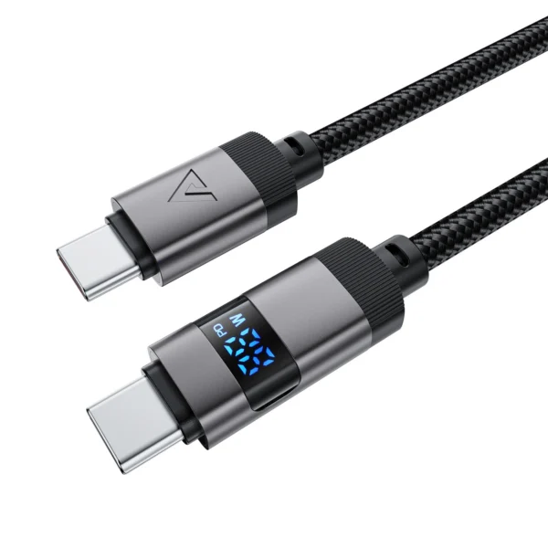 Acefast C15-03 USB-C - USB-C laidas su ekranu 480Mb/s 60W 1.2m - juodas - Image 2