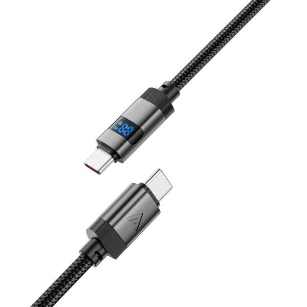 Acefast C15-03 USB-C - USB-C laidas su ekranu 480Mb/s 60W 1.2m - juodas - Image 4