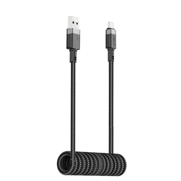Acefast C14-04 USB-A - USB-C pavasarinis laidas 480Mb/s 3A 1.2m - juodas - Image 2