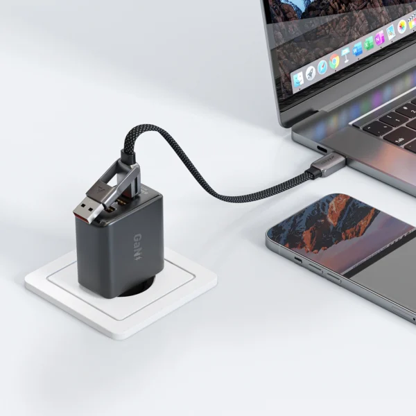 Acefast C13-05 USB-C - USB-A / USB-C laidas 480Mb/s 3A 0.2m - juodas - Image 6