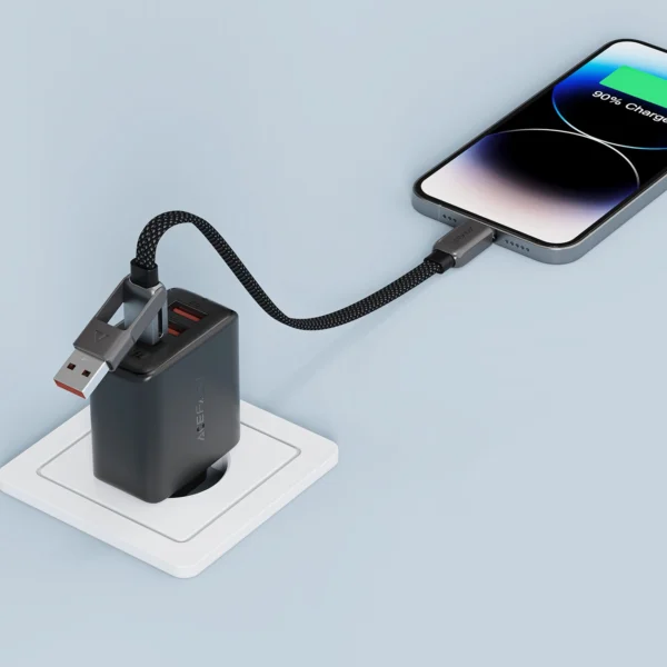 Acefast C13-05 USB-C - USB-A / USB-C laidas 480Mb/s 3A 0.2m - juodas - Image 7