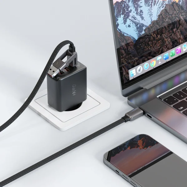 Acefast C13-04 USB-C - USB-A / USB-C laidas 480Mb/s 3A 1.2m - juodas - Image 5