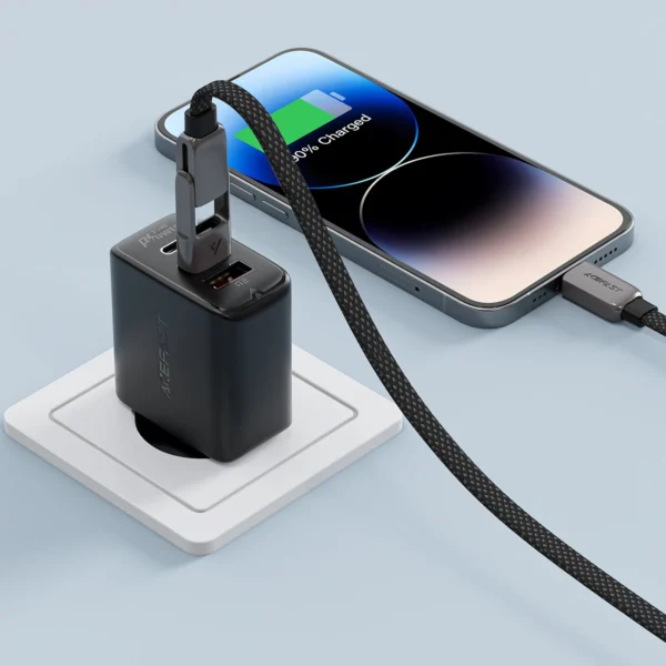 Acefast C13-04 USB-C - USB-A / USB-C laidas 480Mb/s 3A 1.2m - juodas - Image 6