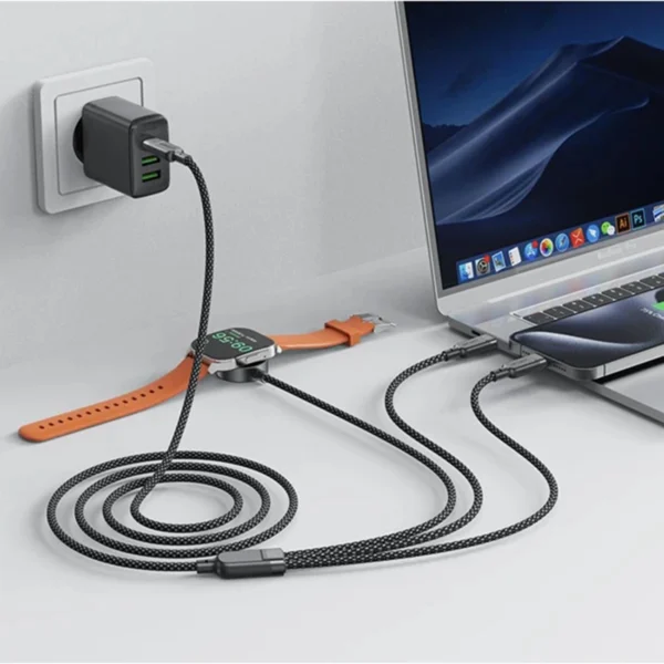 Acefast C6-11 USB-C 3in1 laidas - 2x USB-C / Qi 480Mb/s 100W 1.2m - juodas - Image 4