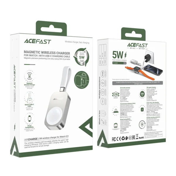 Acefast E21 5W belaidis įkroviklis Apple Watch - sidabrinis - Image 8
