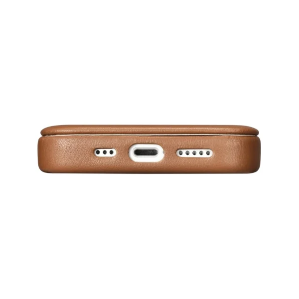 iCarer CE Premium odinis folio dėklas iPhone 14 Pro su magnetiniu atverčiamu dangteliu MagSafe - rudas - Image 11