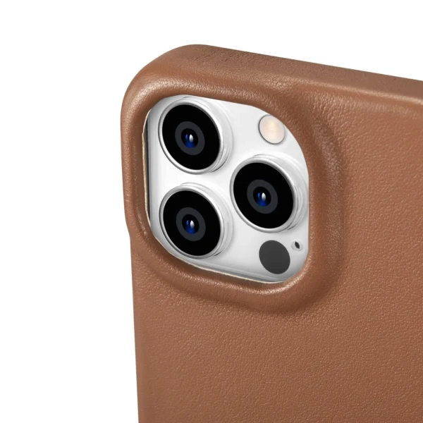 iCarer CE Premium odinis folio dėklas iPhone 14 Pro su magnetiniu atverčiamu dangteliu MagSafe - rudas - Image 13