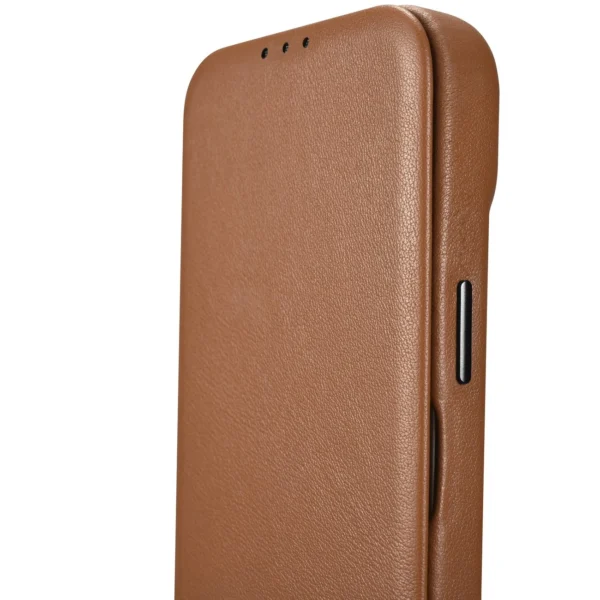 iCarer CE Premium odinis folio dėklas iPhone 14 Pro su magnetiniu atverčiamu dangteliu MagSafe - rudas - Image 14