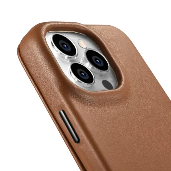 iCarer CE Premium odinis folio dėklas iPhone 14 Pro su magnetiniu atverčiamu dangteliu MagSafe - rudas - Image 15