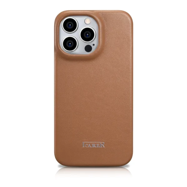 iCarer CE Premium odinis folio dėklas iPhone 14 Pro su magnetiniu atverčiamu dangteliu MagSafe - rudas - Image 3