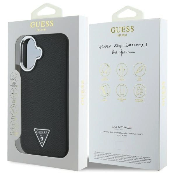 Guess GUHMP16MPGTSPSK iPhone 16 Plus 6.7” kietas dėklas black/black Grained Triangle MagSafe - Image 8
