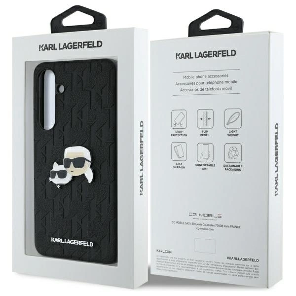 Karl Lagerfeld KLHCS24FEPGKLKCPK Sam S24 FE S721 kietas dėklas black/black Monogram Karl&Choupette Head Pin - Image 8