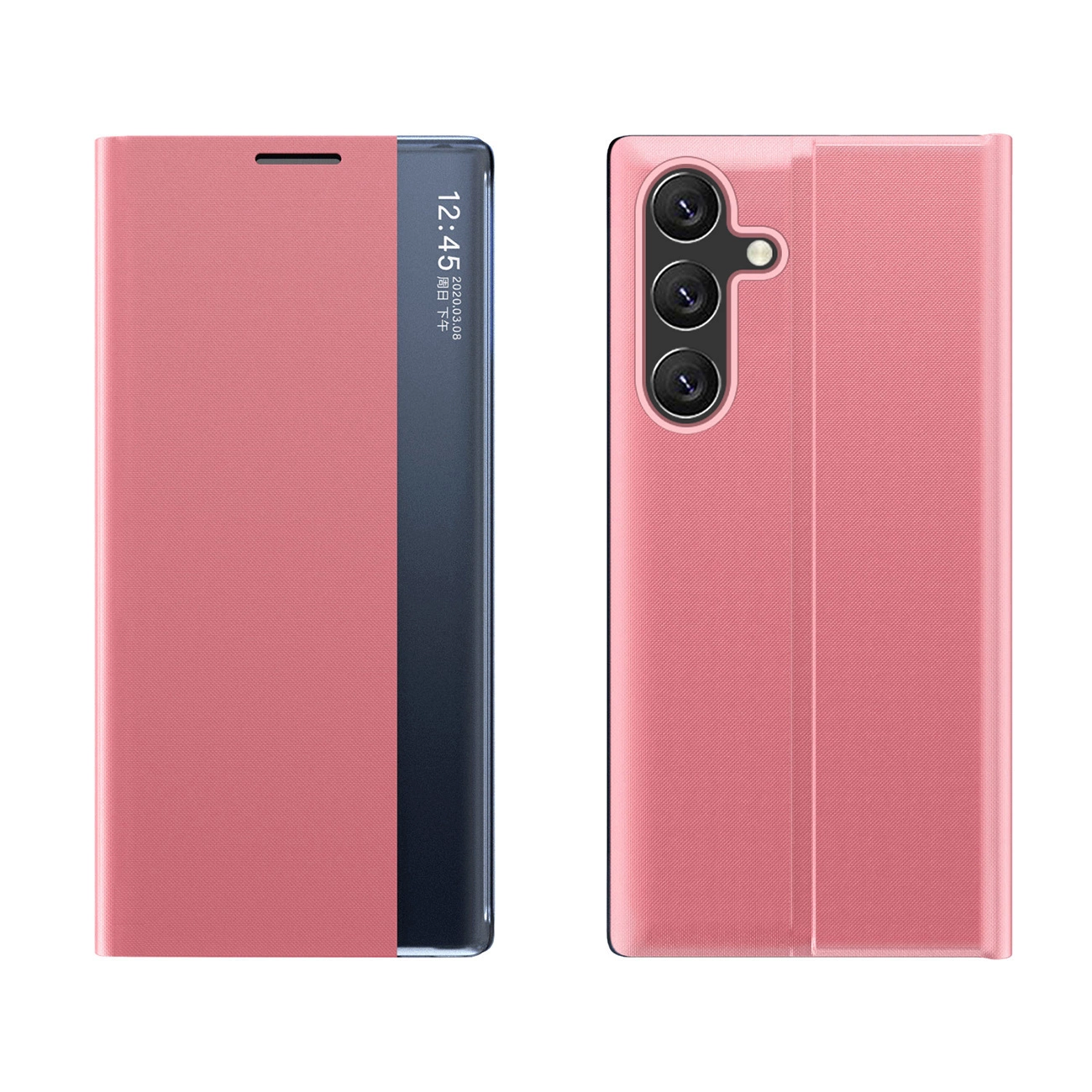 Naujas Sleep dėklas Samsung Galaxy S25+ su atverčiamu dangteliu ir stovu – rožinis - Image 2