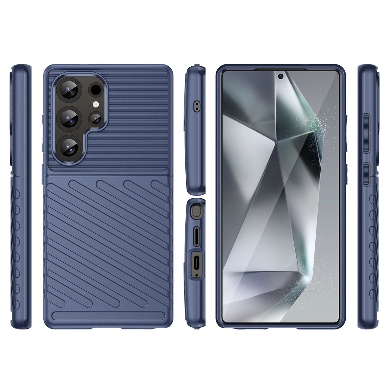 Thunder dėklas Samsung Galaxy S25 Ultra silikoninis šarvuotas dėklas – mėlynas - Image 3