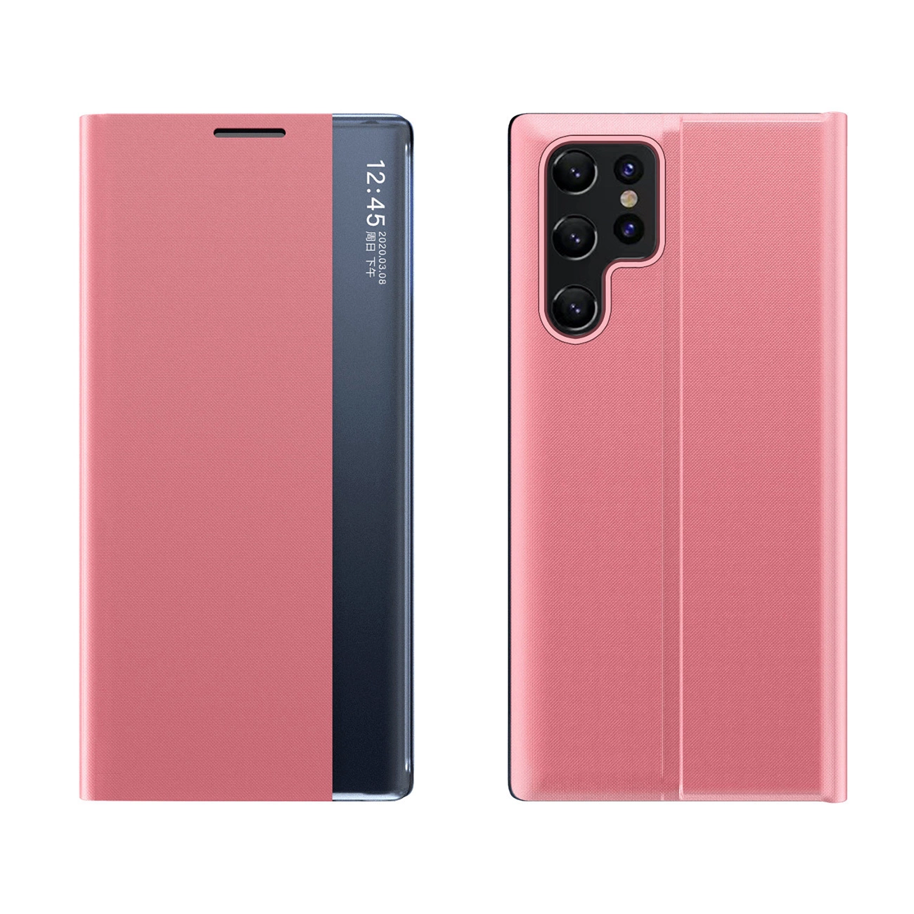 Naujas Sleep dėklas Samsung Galaxy S25 Ultra su atverčiamu dangteliu ir stovu – rožinis - Image 2