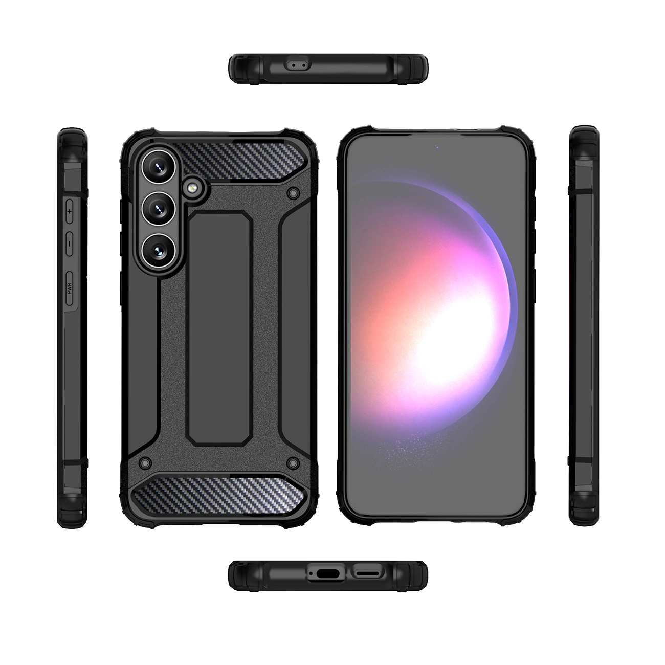 Hybrid Armor dėklas Samsung Galaxy S24 FE šarvuotas hibridinis dėklas – juodas - Image 4