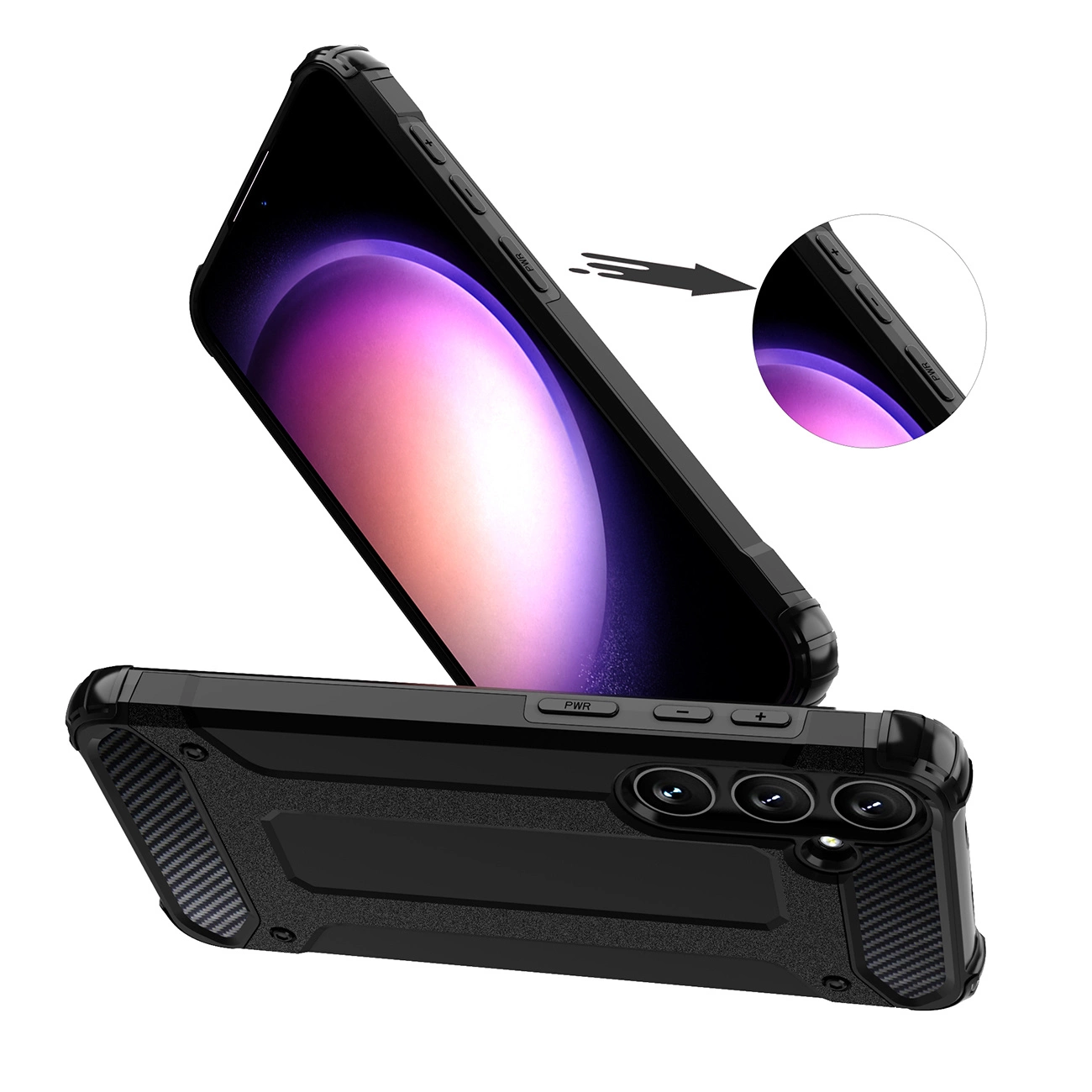 Hybrid Armor dėklas Samsung Galaxy S24 FE šarvuotas hibridinis dėklas – juodas - Image 5
