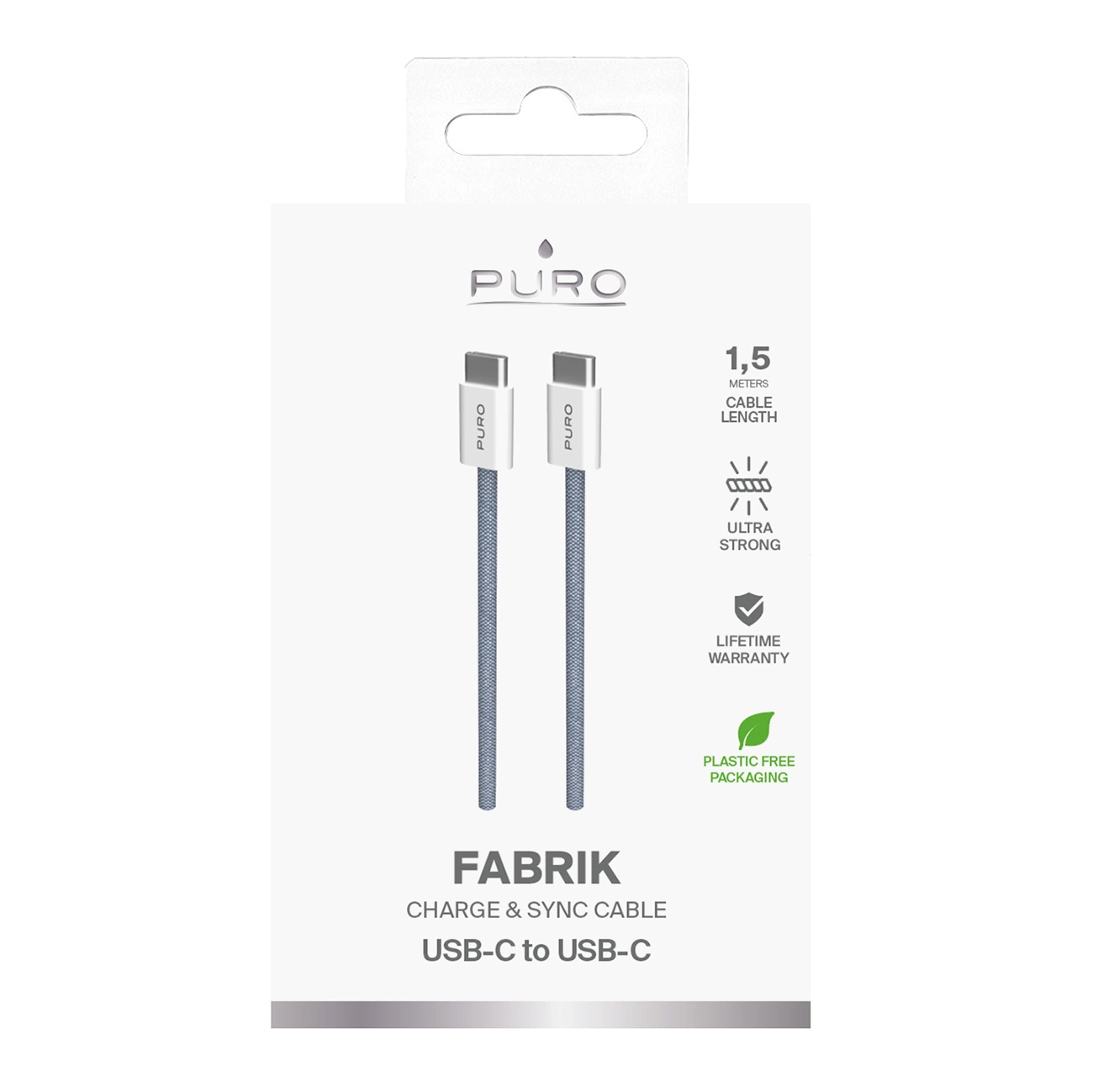 Puro Fabrik 60W USB-C – USB-C kabelis 1.5 m – mėlynas - Image 3