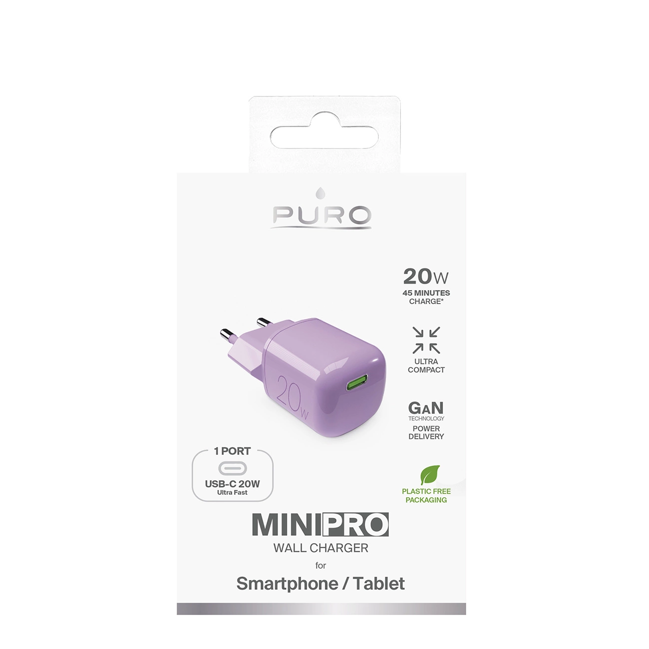 Puro 20W GaN USB-C sieninis įkroviklis – rožinis - Image 2