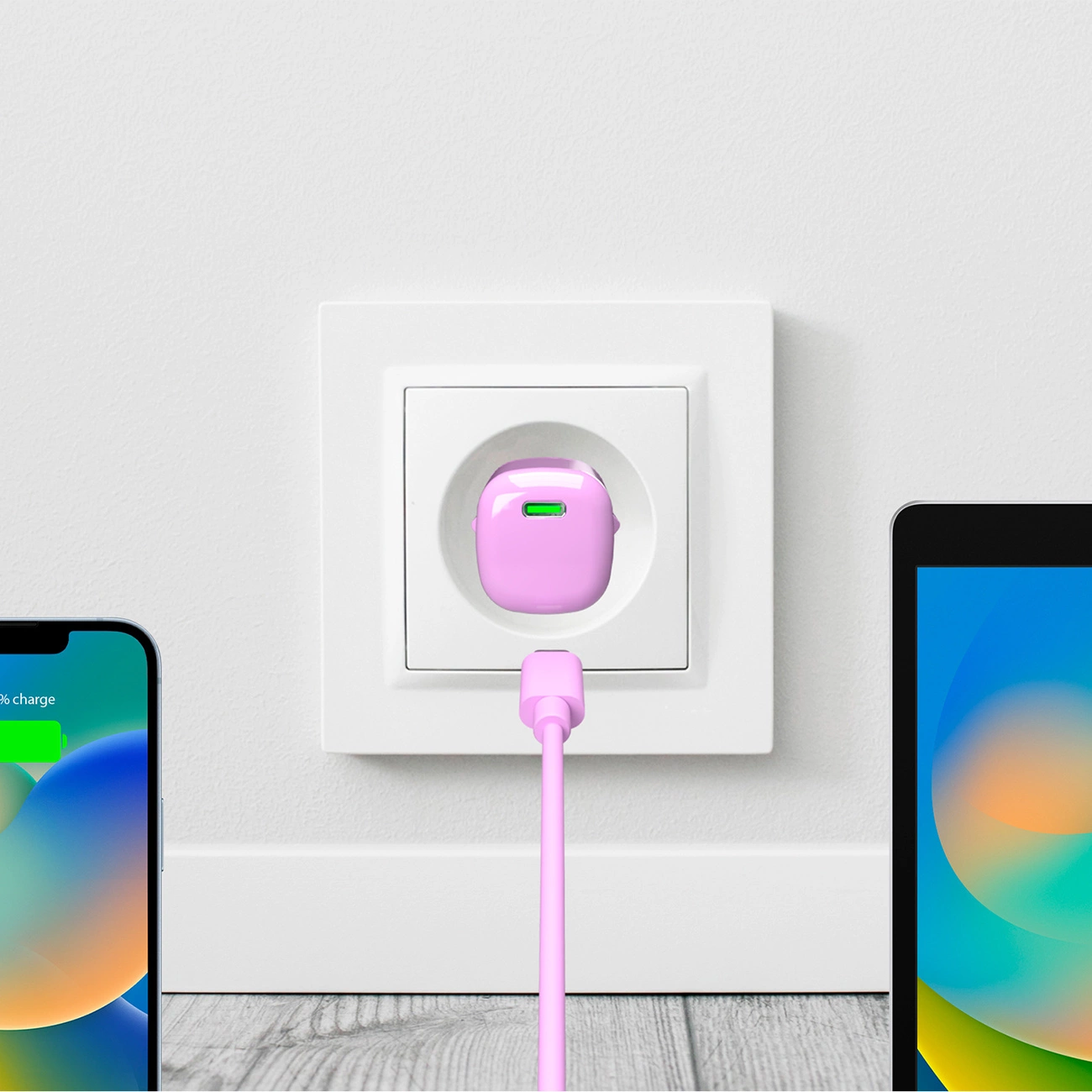 Puro 20W GaN USB-C sieninis įkroviklis – rožinis - Image 3