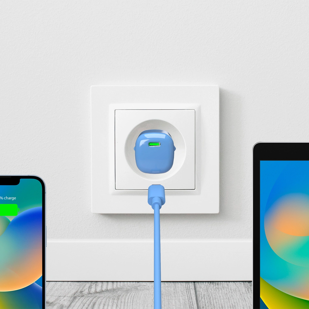 Puro 20W GaN USB-C sieninis įkroviklis – mėlynas - Image 3
