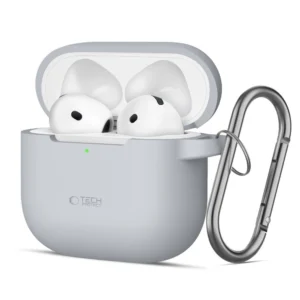 Tech-Protect silikoninis Hook dėklas Apple AirPods 4 – pilkas