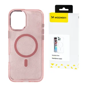 Wozinsky Glitter Case with Mag Safe for Samsung Galaxy S25+ - Pink with Glitter