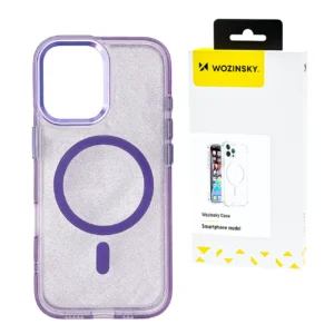 Wozinsky Glitter Case MagSafe for Samsung Galaxy S24 FE - Purple with Glitter
