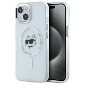 Karl Lagerfeld IML Metal Choupette Head MagSafe iPhone 15 Case - White