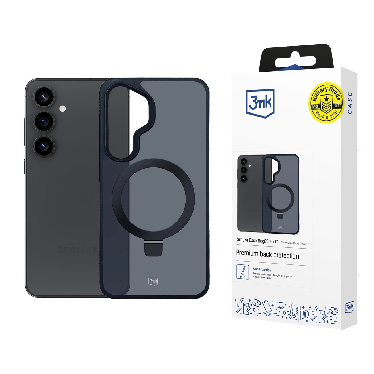 3mk Smoke Case Mag&Stand for Samsung Galaxy S25+ - black