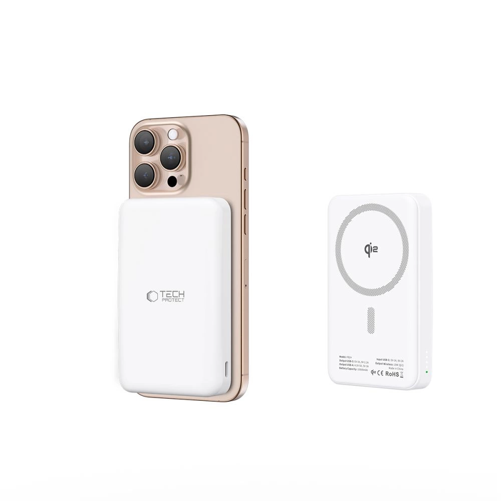 Tech-Protect PB24 LifeMag QI2 MagSafe galios bankas 10000 mAh – baltas - Image 6