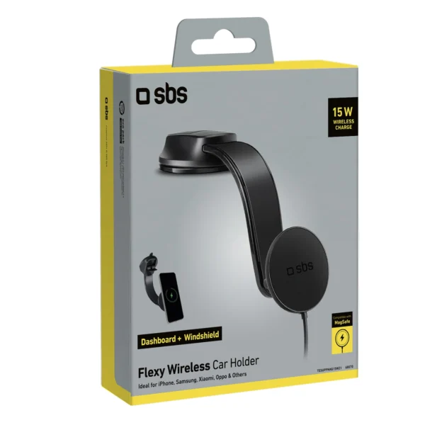 Laikiklis telefonui su indukcine įkrova SBS TESUPPMAG15W2115W, suderinamas su MagSafe – juodas - Image 2