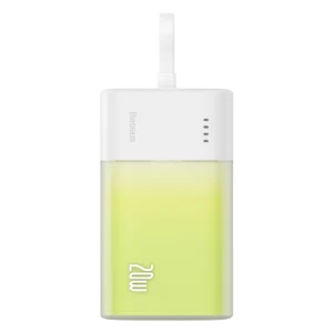 Baseus Popsicle 5200mAh 20W Powerbank with Built-in Lightning Cable (+ White Baseus Simple USB-C - USB-C 60W/20V/3A/30cm Cable) - White-Green