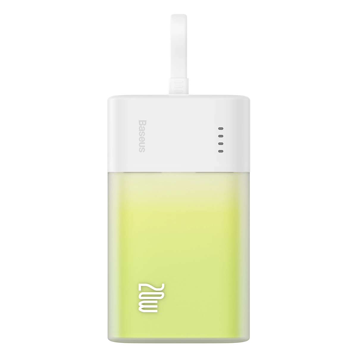 Baseus Popsicle 5200mAh 20W Powerbank with Built-in Lightning Cable (+ White Baseus Simple USB-C - USB-C 60W/20V/3A/30cm Cable) - White-Green
