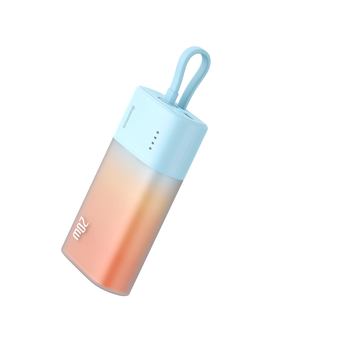 Baseus Popsicle 5200 mAh 20W išorinė baterija su integruotu Lightning kabeliu (+ baltas Baseus Simple USB-C - USB-C 60W/20V/3A/30 cm kabelis) - mėlyna-oranžinė - Image 6