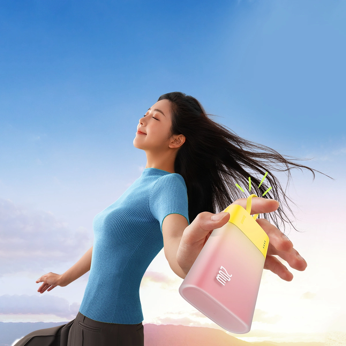 Baseus Popsicle 5200 mAh 20W išorinė baterija su integruotu Lightning kabeliu (+ baltas Baseus Simple USB-C - USB-C 60W/20V/3A/30 cm kabelis) - geltona-rožinė - Image 7