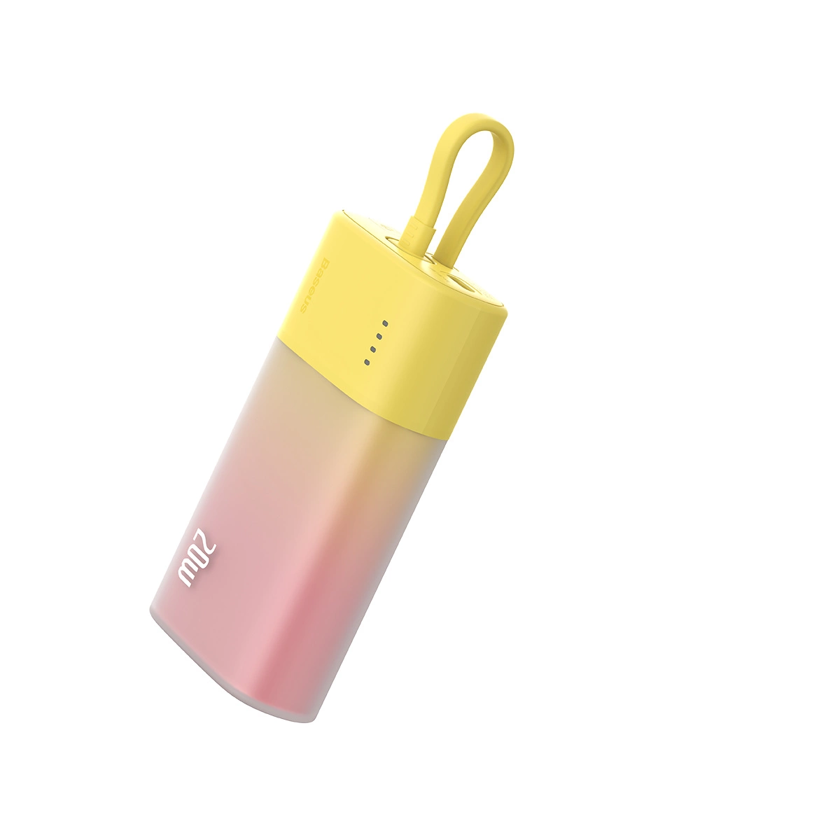Baseus Popsicle 5200 mAh 20W išorinė baterija su integruotu Lightning kabeliu (+ baltas Baseus Simple USB-C - USB-C 60W/20V/3A/30 cm kabelis) - geltona-rožinė - Image 3