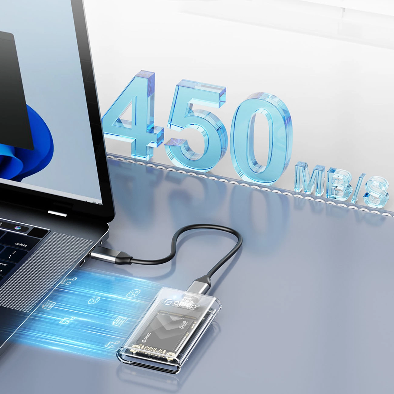 Orico TC10-MS MSATA USB-C 3.2 5Gb/s disko kasetė - skaidri - Image 4